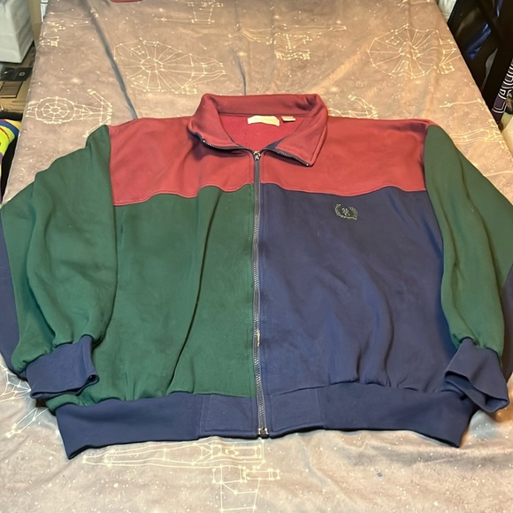 Bill Blass color blocked sweatshirt jacket - Picture 1 of 9